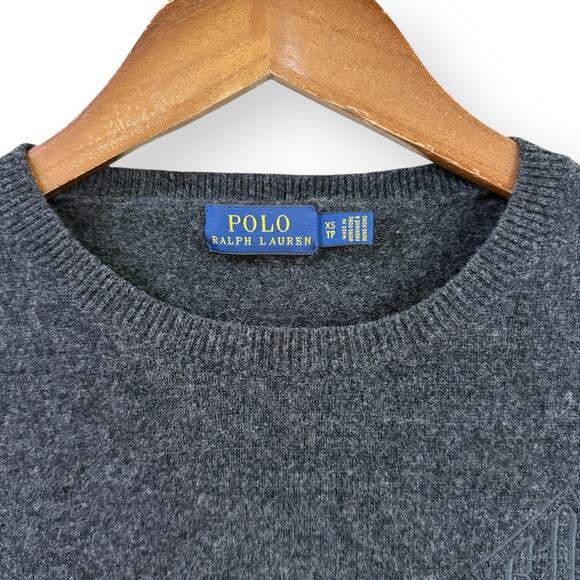 Polo Ralph Lauren Womens XS Merino Wool Cashmere Crewneck Sweater Charcoal Gray - Picture 2 of 9